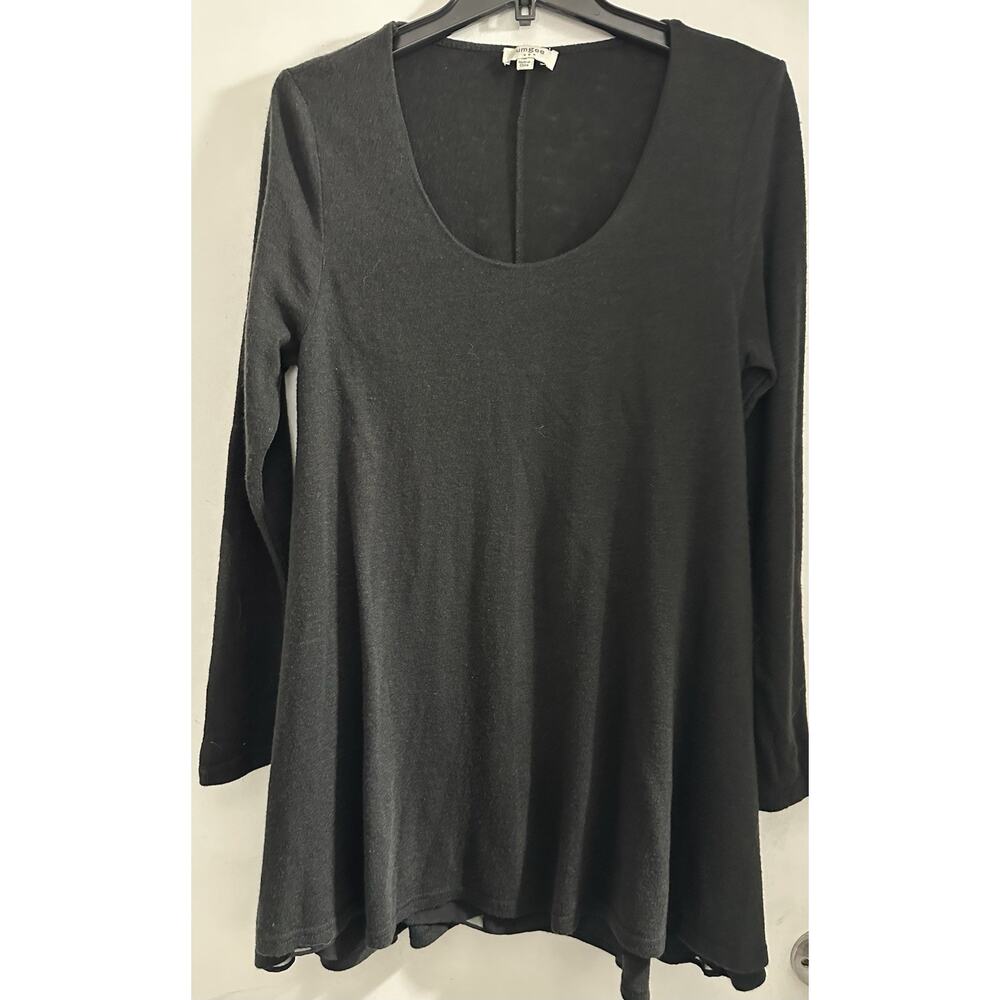 Umgee USA Women’s Long Sleeve Round Neck Lined Black Dress Cotton Blend Medium